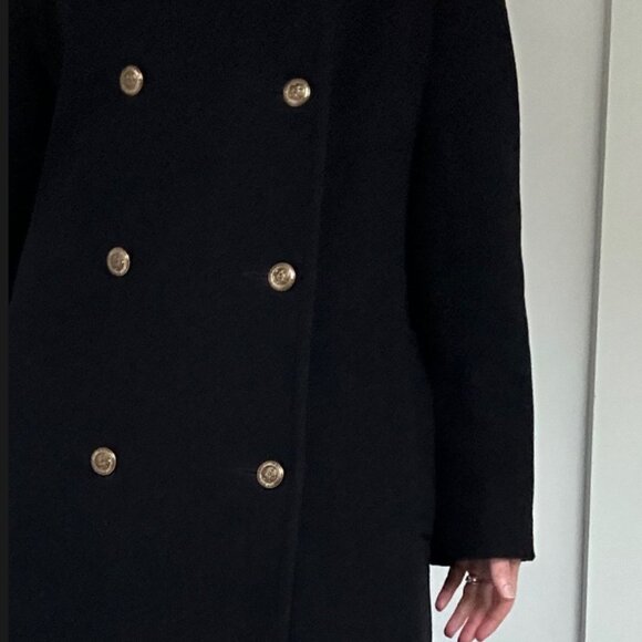 EUC double-breasted black wool coat - Picture 3 of 8